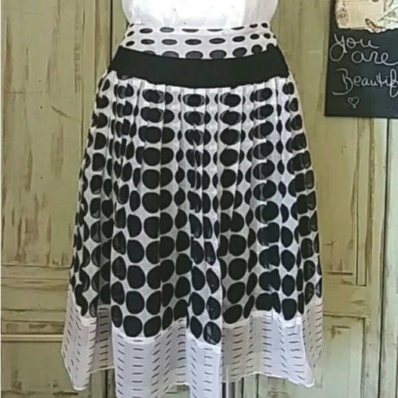 Alfani Dresses & Skirts - Alfani Skirt Flair Silk Polka Dot Womens 2 Petite